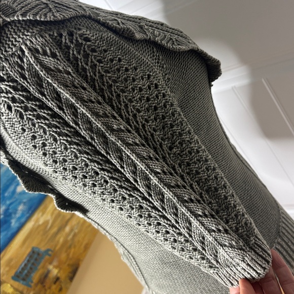 WHBM White House black market large knit ruffle sweater forever olive green L - Picture 7 of 14